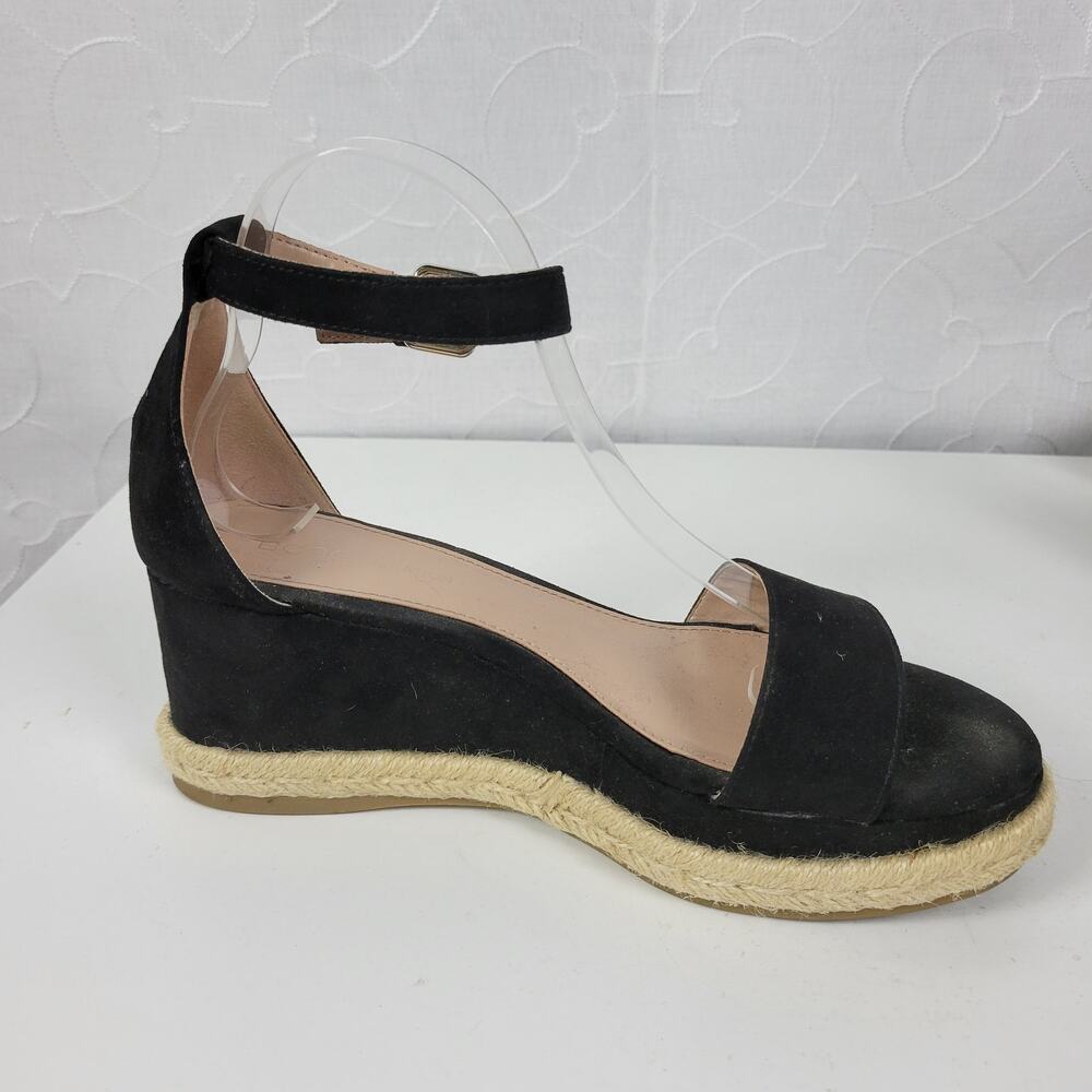 BCBGeneration Addie Women Sandals Size 7.5 Black Ankle Strap Espadrille Platform